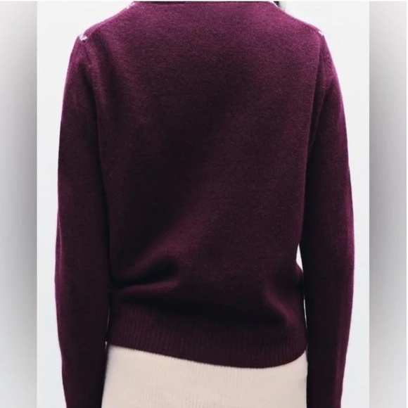 Zara Argyle knit cardigan 100% Wool NWT - Picture 4 of 9